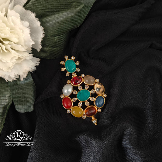 92.5-SILVER NAVARATNA PENDANT -RCM1531