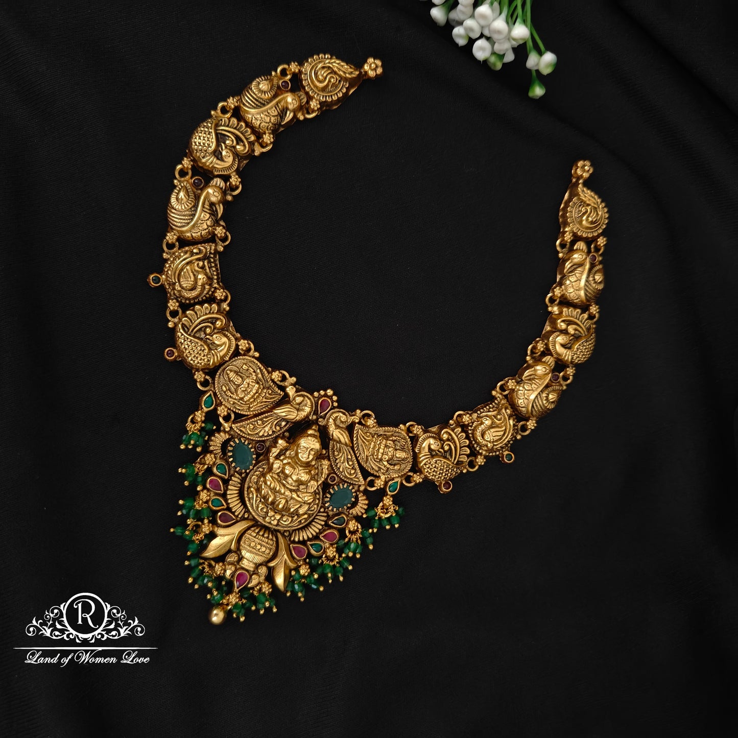 92.5 silver simple and Cute nakshi necklace with Lakshmi Devi Design -RCJR1013