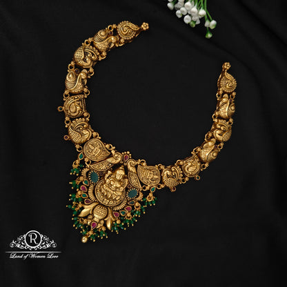 92.5 silver simple and Cute nakshi necklace with Lakshmi Devi Design -RCJR1013