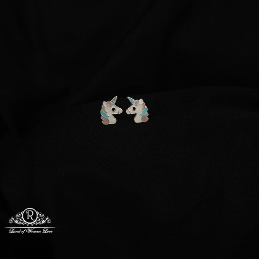 92.5 Silver Unicorn Kids Earrings-RCHS64