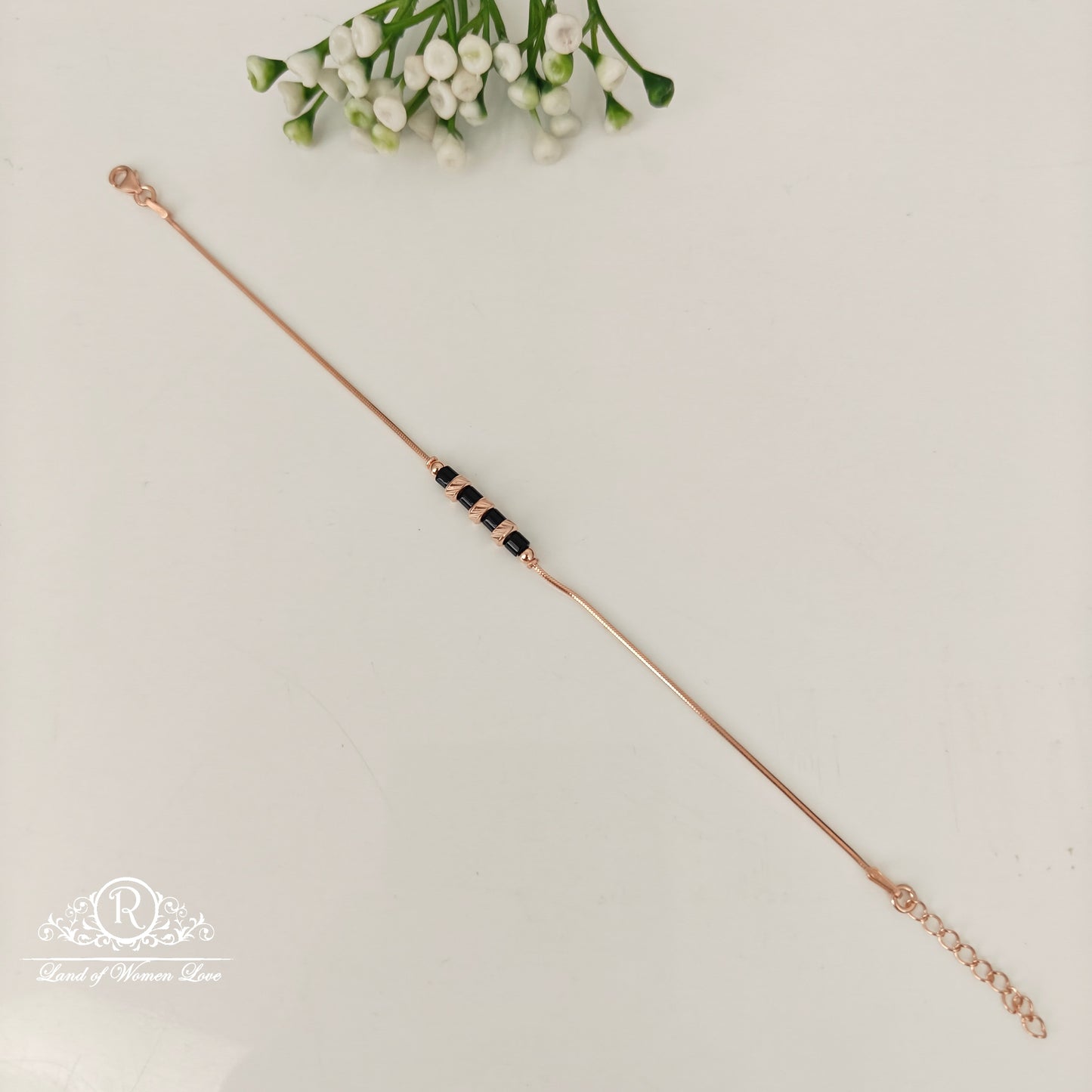 92.5 SILVER ROSE GOLD POLISH BRACELET-RCRB48