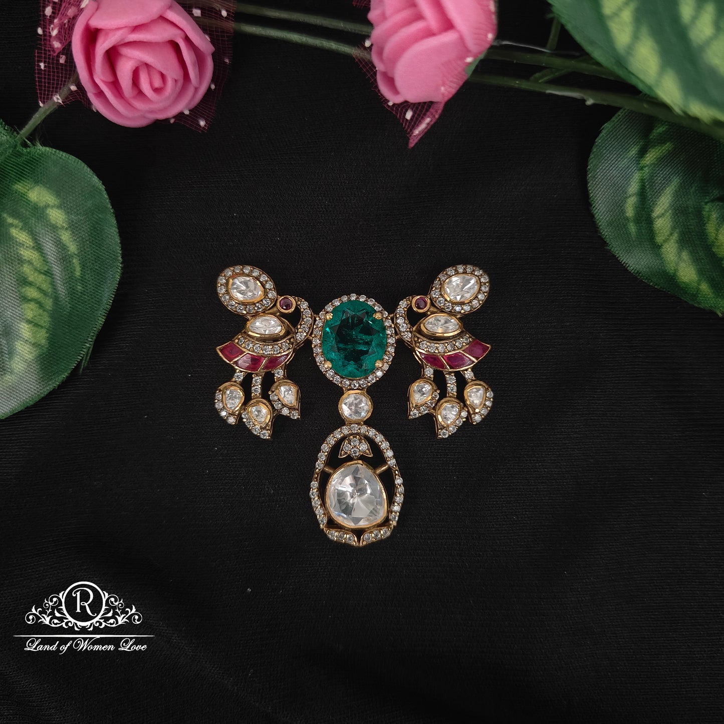 92.5-SILVER MOISSANITE MALA LOCKET-RCMJ185