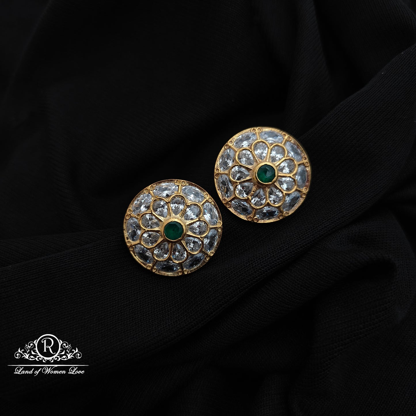 92.5 Silver with gold polish Earrings-RCH1304