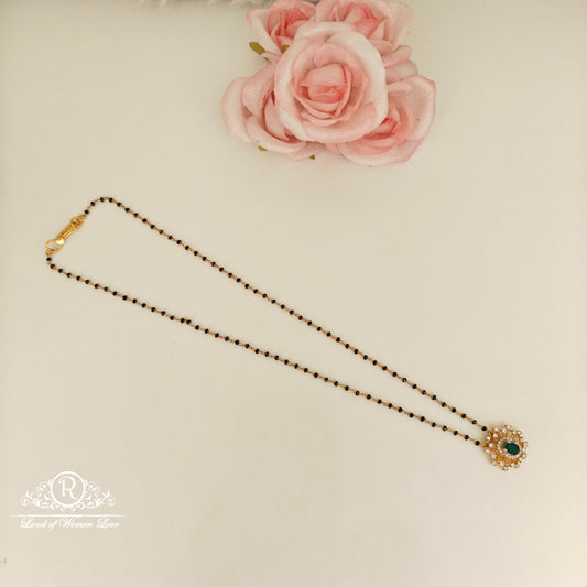 92.5 Silver black beads chain -RCH1184