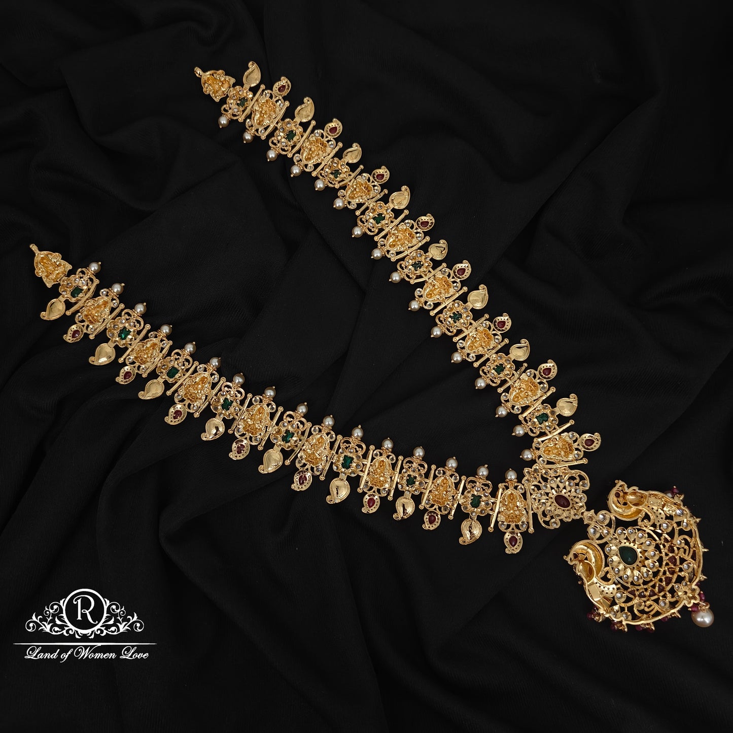 92.5 SILVER lakshmi devi peacock desgin haram with earrings-RCHD101