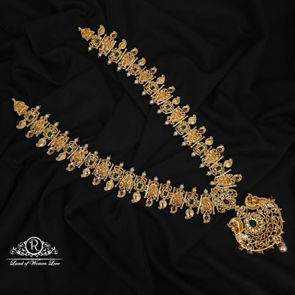 92.5 SILVER lakshmi devi peacock desgin haram with earrings-RCHD101