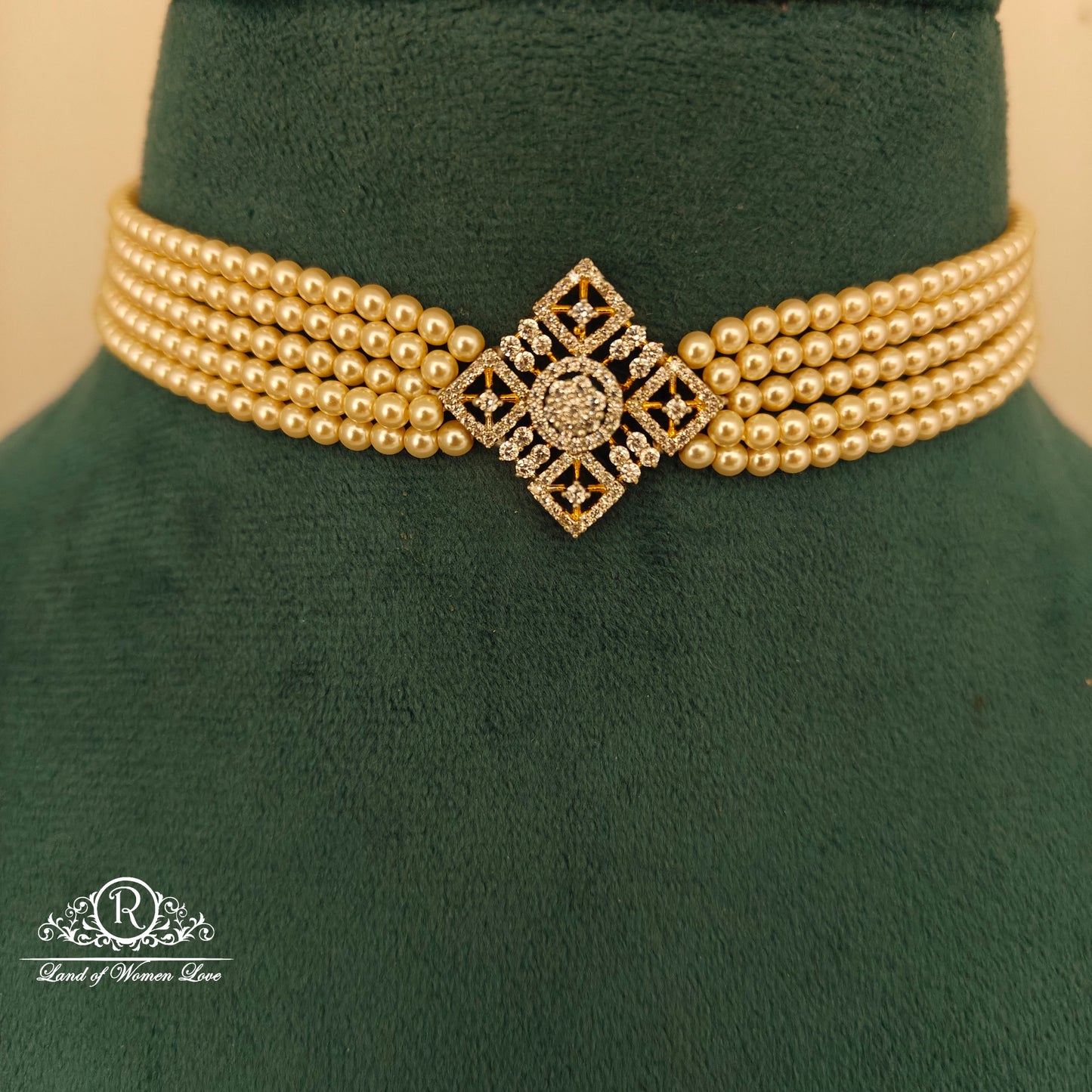 92.5 Silver pearl chocker-RCH1187