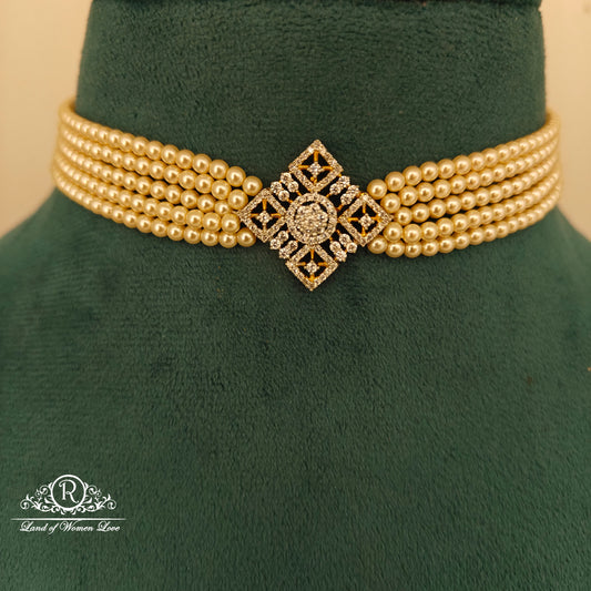 92.5 Silver pearl chocker-RCH1187