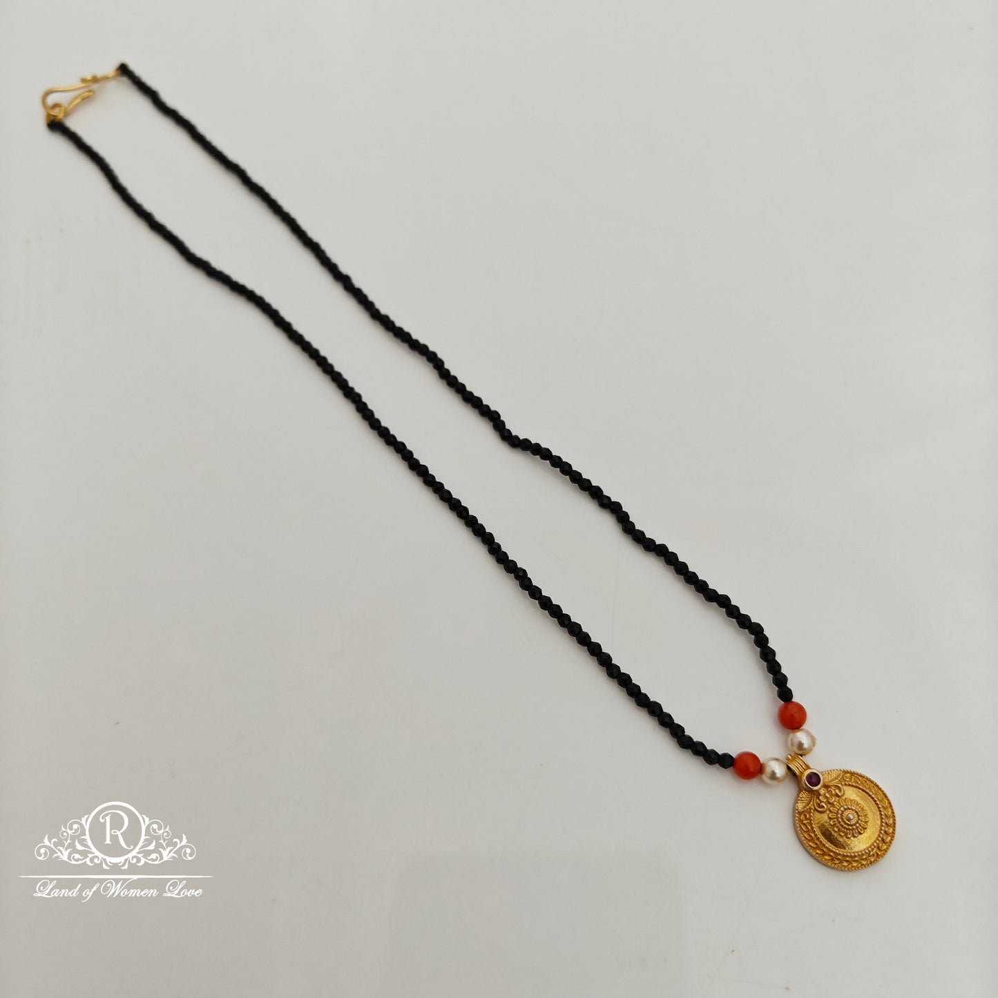 92.5 Silver with gold polish black beads RCH1288