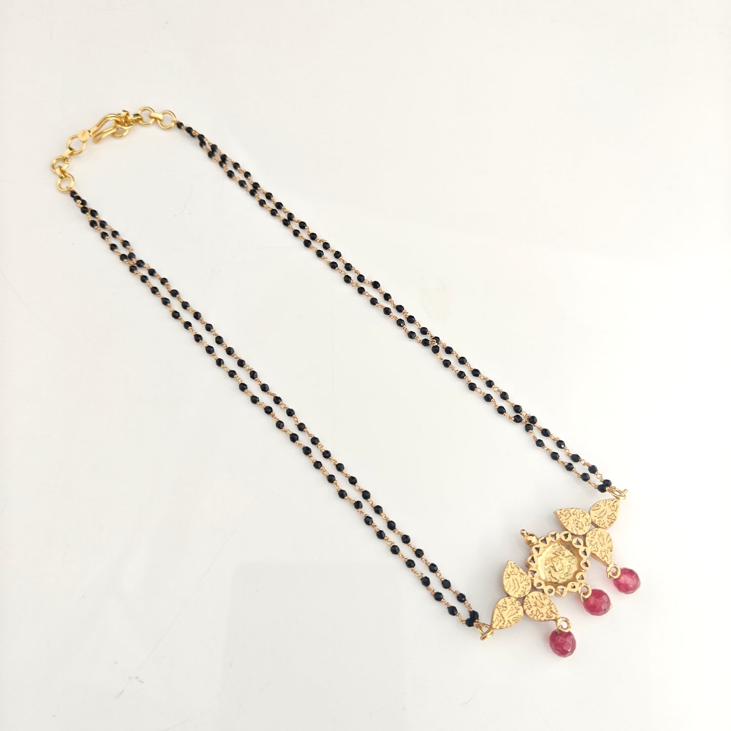92.5 Silver with gold polish Black Beads -RCH1321