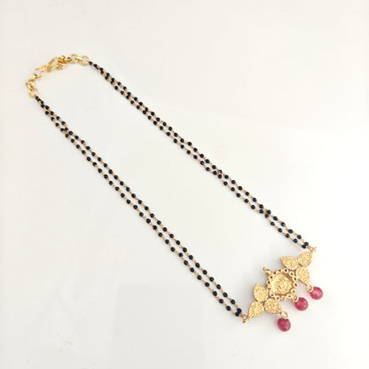 92.5 Silver with gold polish Black Beads -RCH1321