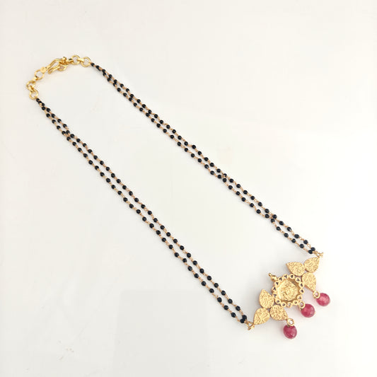 92.5 Silver with gold polish Black Beads -RCH1321