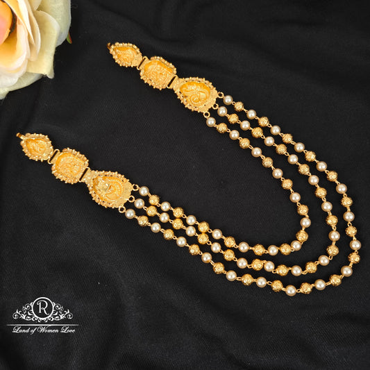 92.5 Silver 3 Lines Pearl Beads Chain With Side Peacock Desgin Pendants-RCJR1136