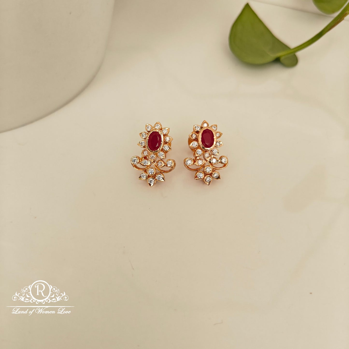 92.5 SILVER ROSE GOLD POLISH EARRINGS-RCM1410