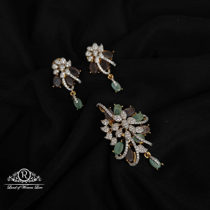 92.5 SILVER FUSHION COLLECTION EARRINGS WITH PENDANT SET-RCM1433