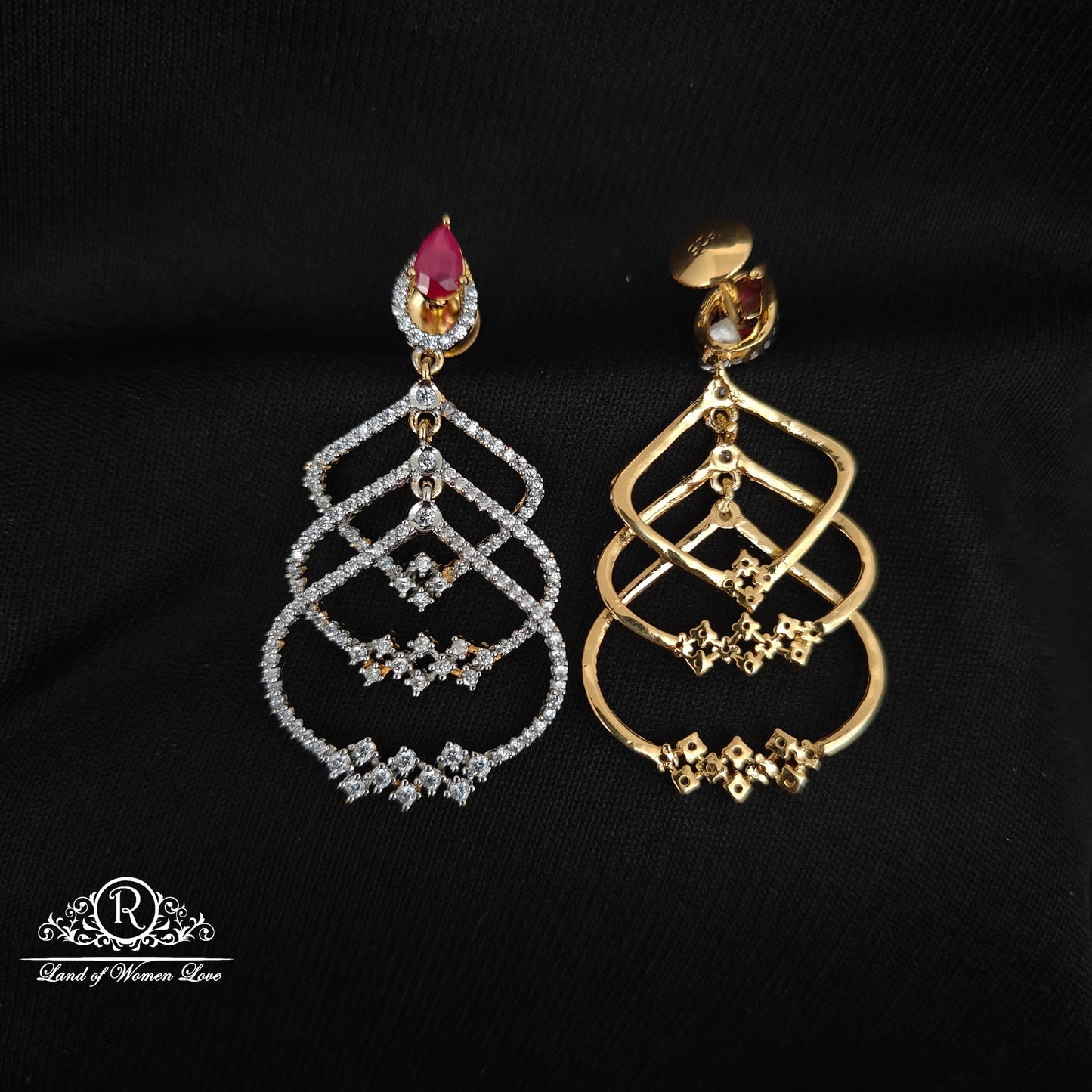 92.5 SILVER STONE EARRINGS-RCHD071