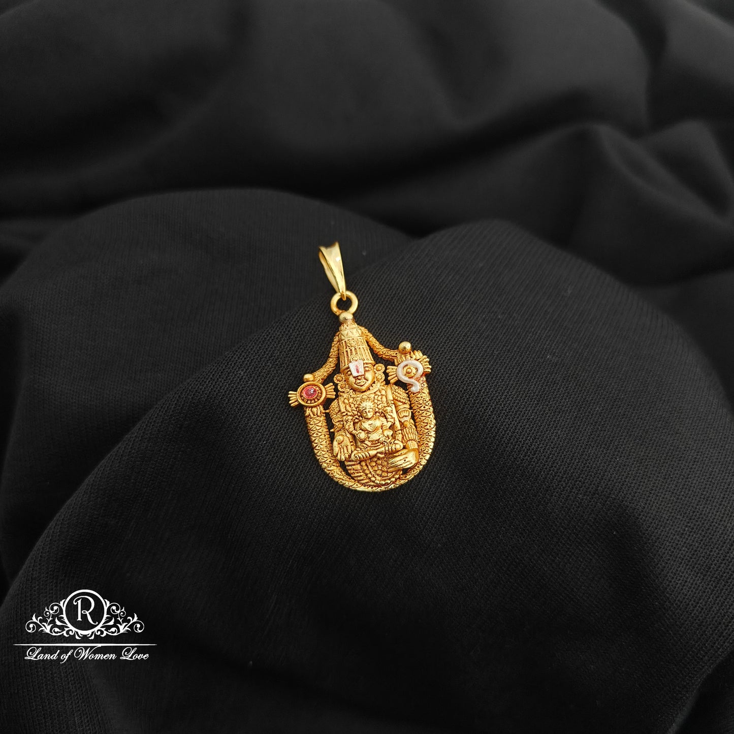 92.5 Silver venkateswar design with gold polish locket-RCR268