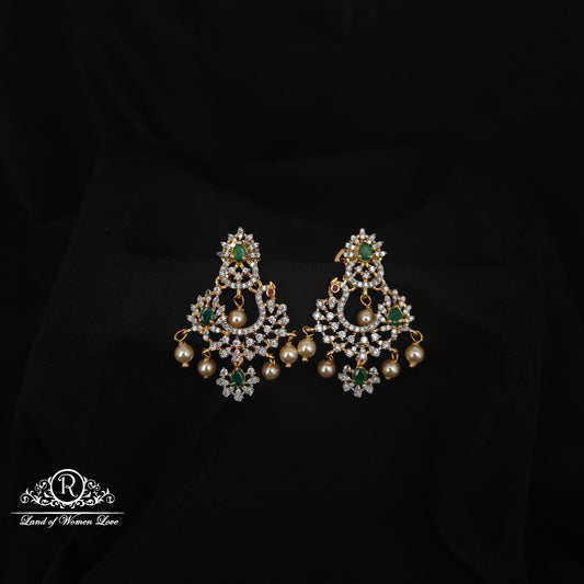 92.5 SILVER DIAMOND FINISHING CHANDBALI EARRINGS-RCZP020