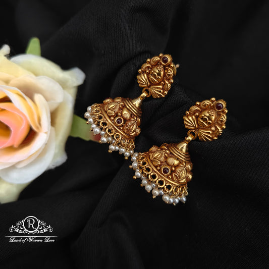 92.5 silver earrings with leaf design nakshi finishing with pearls hangings-RCP230