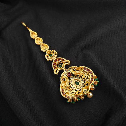 92.5 silver pachi work flower design tikka -RCMB064