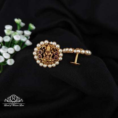 92.5 SILVER LAKSHMI DEVI WITH PEARL ROUND STUDS-RCJR1077