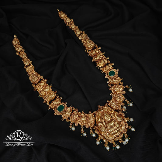 92.5-SILVER LAKSHMI DEVI WITH PEACOCK DESGIN HARAM-RCZ940