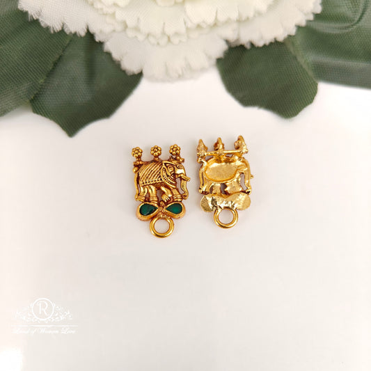 92.5-SILVER ELEPHANT DESGIN SIDE LOCKETS -RCZ1059