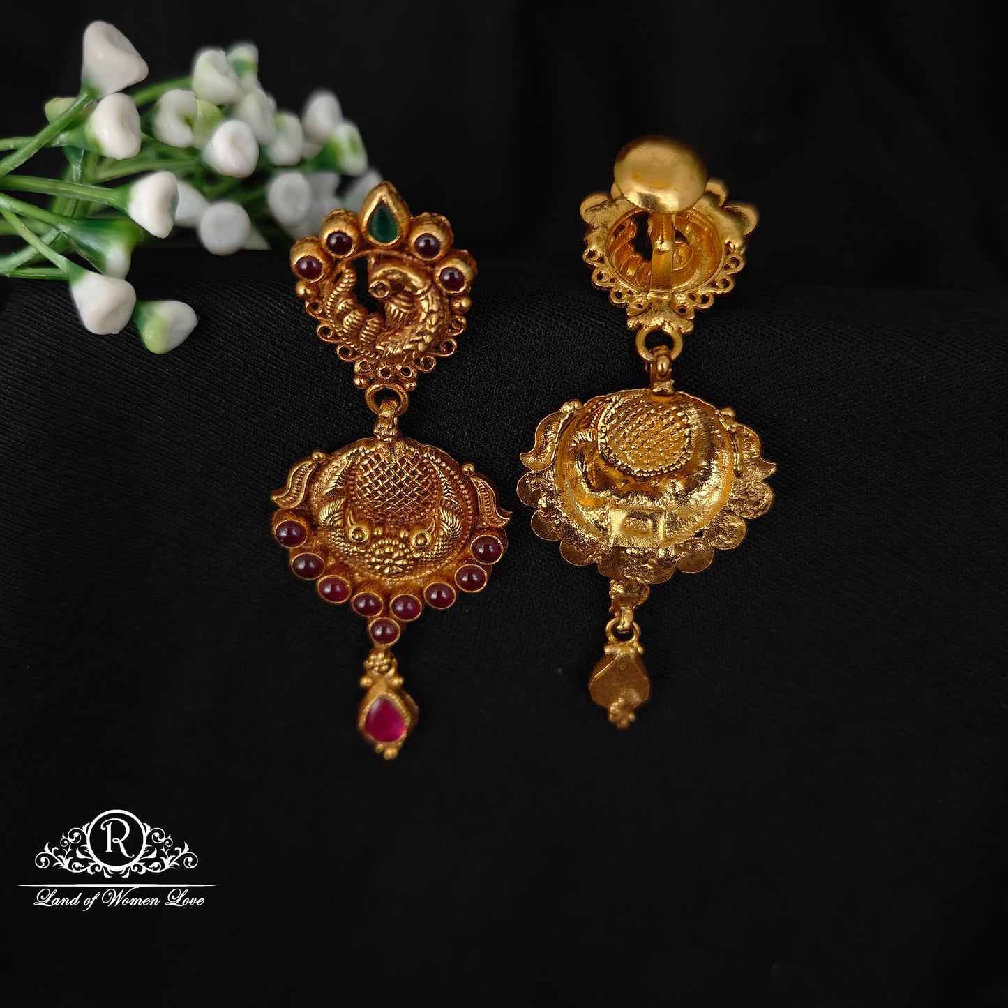 92.5 silver simple and Cute Nakshi earrings -RCJR706