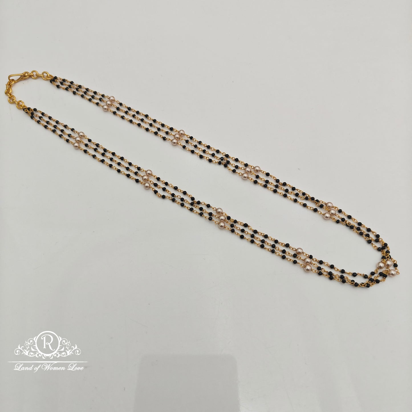 92.5 silver Black Beads chain -RCMJ300