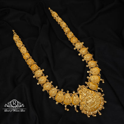 92.5-SILVER LAKSHMI DEVI WITH PEACOCK DESGIN HARAM-RCZ943