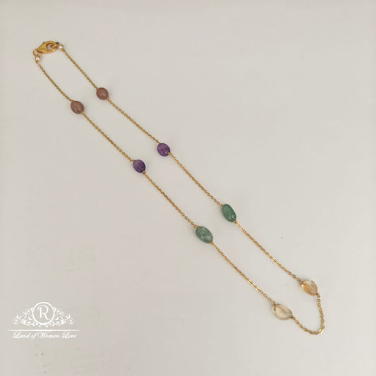 92.5 silver multi colour beads chain-RCH1041