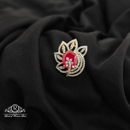 92.5 Silver Ruby stone diamond finishing flower design pendent -RCR195