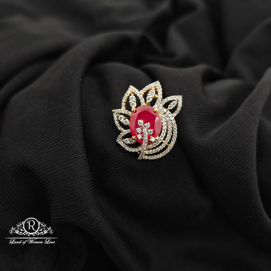92.5 Silver Ruby stone diamond finishing flower design pendent -RCR195