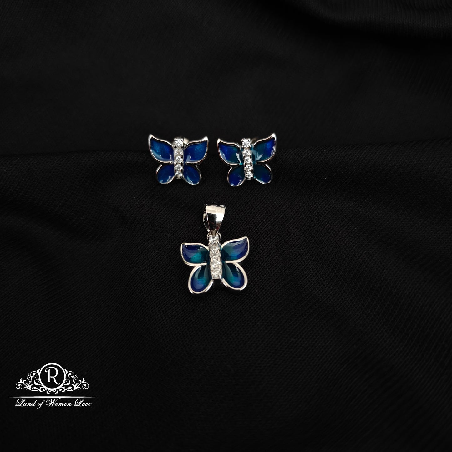 92.5 SILVER BUTTERFLY EARRINGSWITH PENDANT-RCG308