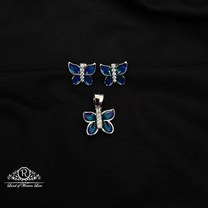 92.5 SILVER BUTTERFLY EARRINGSWITH PENDANT-RCG308