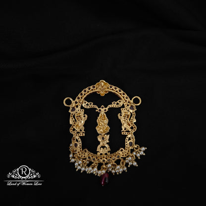 92.5  SILVER LAKSHMI DEVI RUBY STONE MALA LOCKET -RCM1385-1