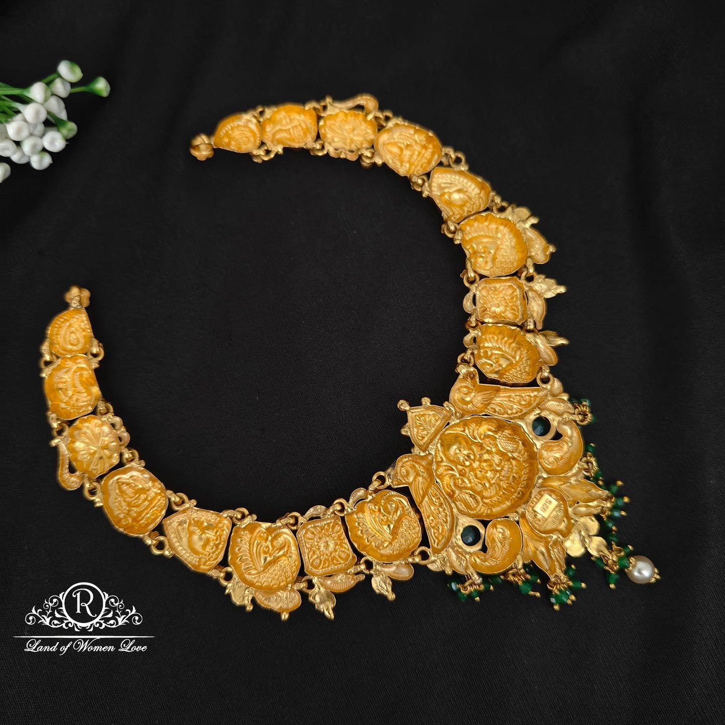 92.5 silver simple and Cute nakshi necklace with Lakshmi Devi Design -RCJR1011