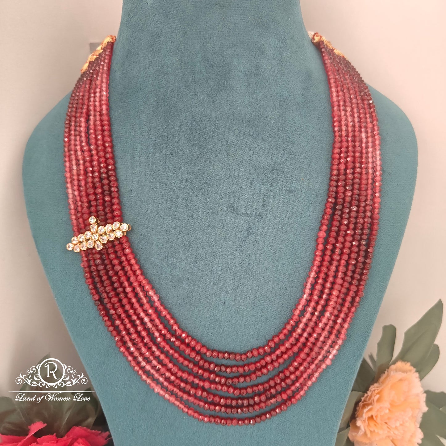 GEM STONE 4 LINES RUBY BEADS MALA-RCH1052