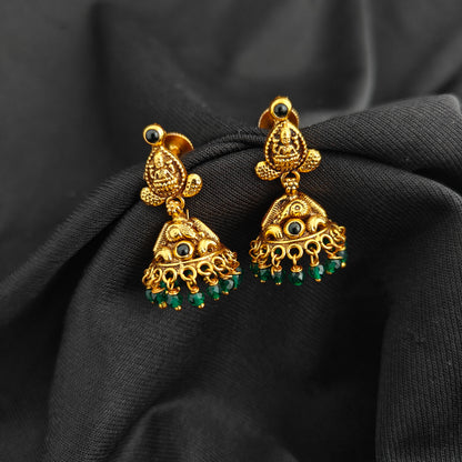 92.5 Silver With Gold Polish  Lakshmi Devi Jumkas -RCV408