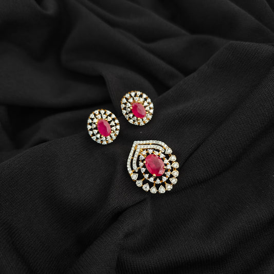 92.5 silver diamond finishing pendant with earrings set -RCSB048