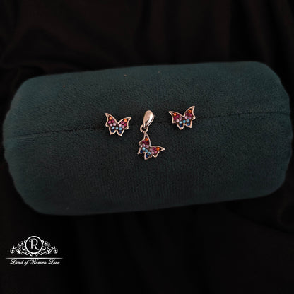 92.5 SILVER BUTTERFLY EARRINGS WITH PENDANT-RCG309