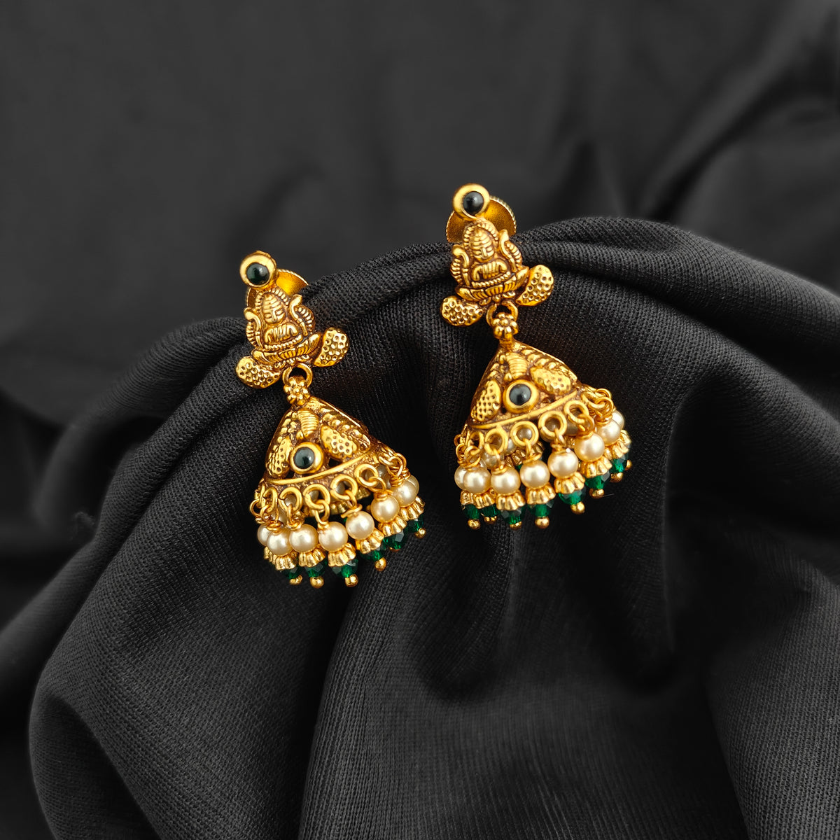 92.5 Silver With Gold Polish  Lakshmi Devi Jumkas -RCV413