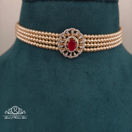 92.5 SILVER SWARWOSKI PEARL CHOCKER-RCH1129