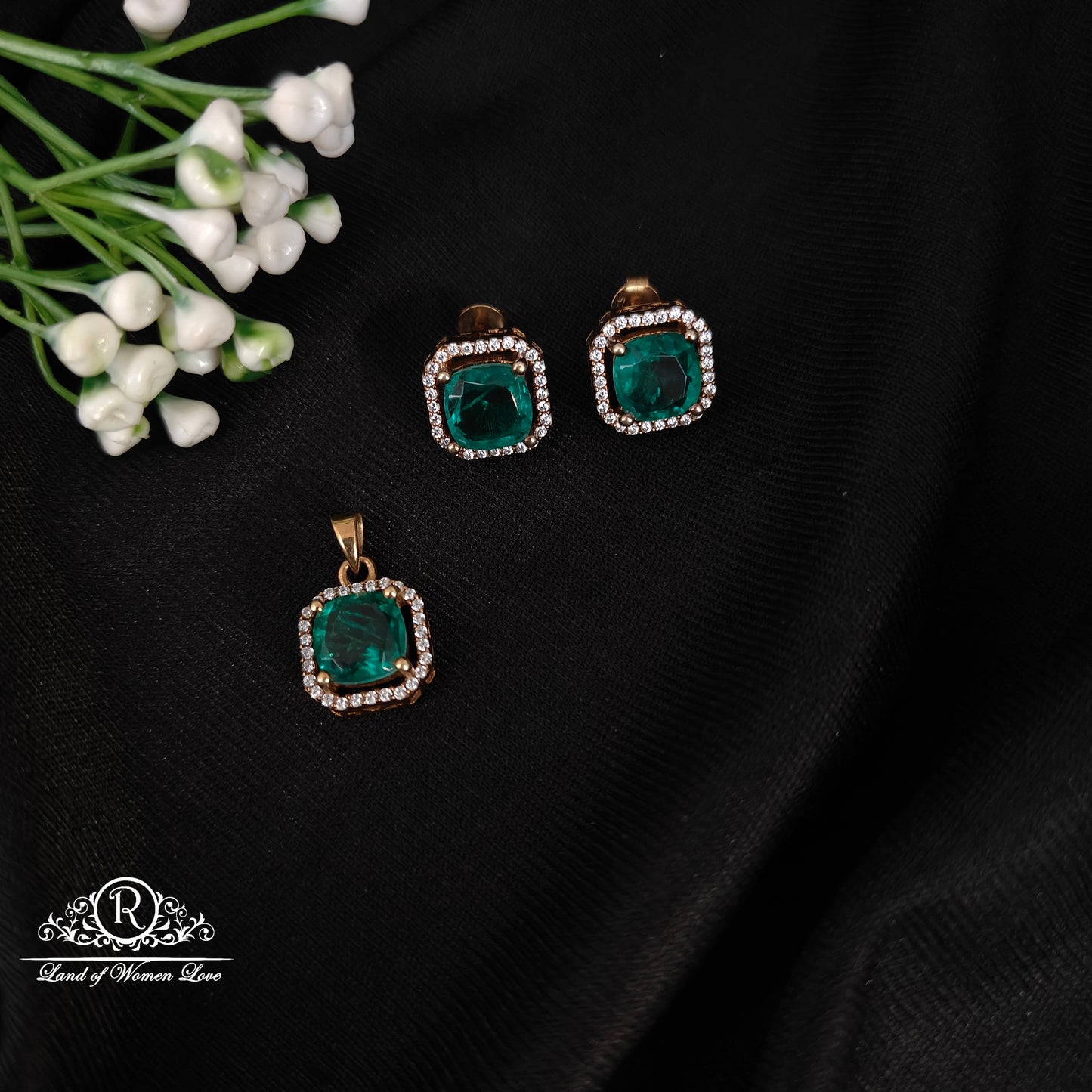 92.5 silver simple and Cute earrings and locket -RCMJ174