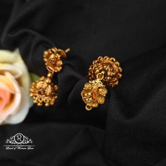 92.5 silver earrings with  nakshi finishing and gold balls hangings-RCP232