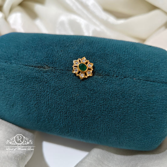 92.5 Silver green stone nosepin-RCR091