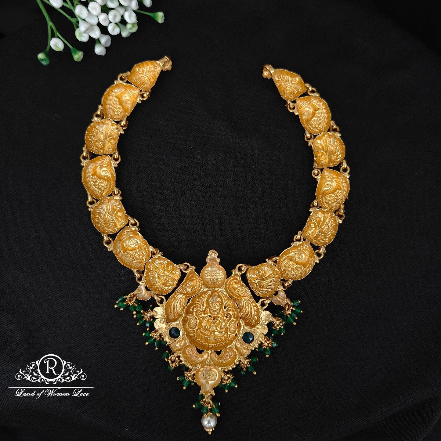 92.5 silver simple and Cute nakshi necklace with Lakshmi Devi Design -RCJR1006