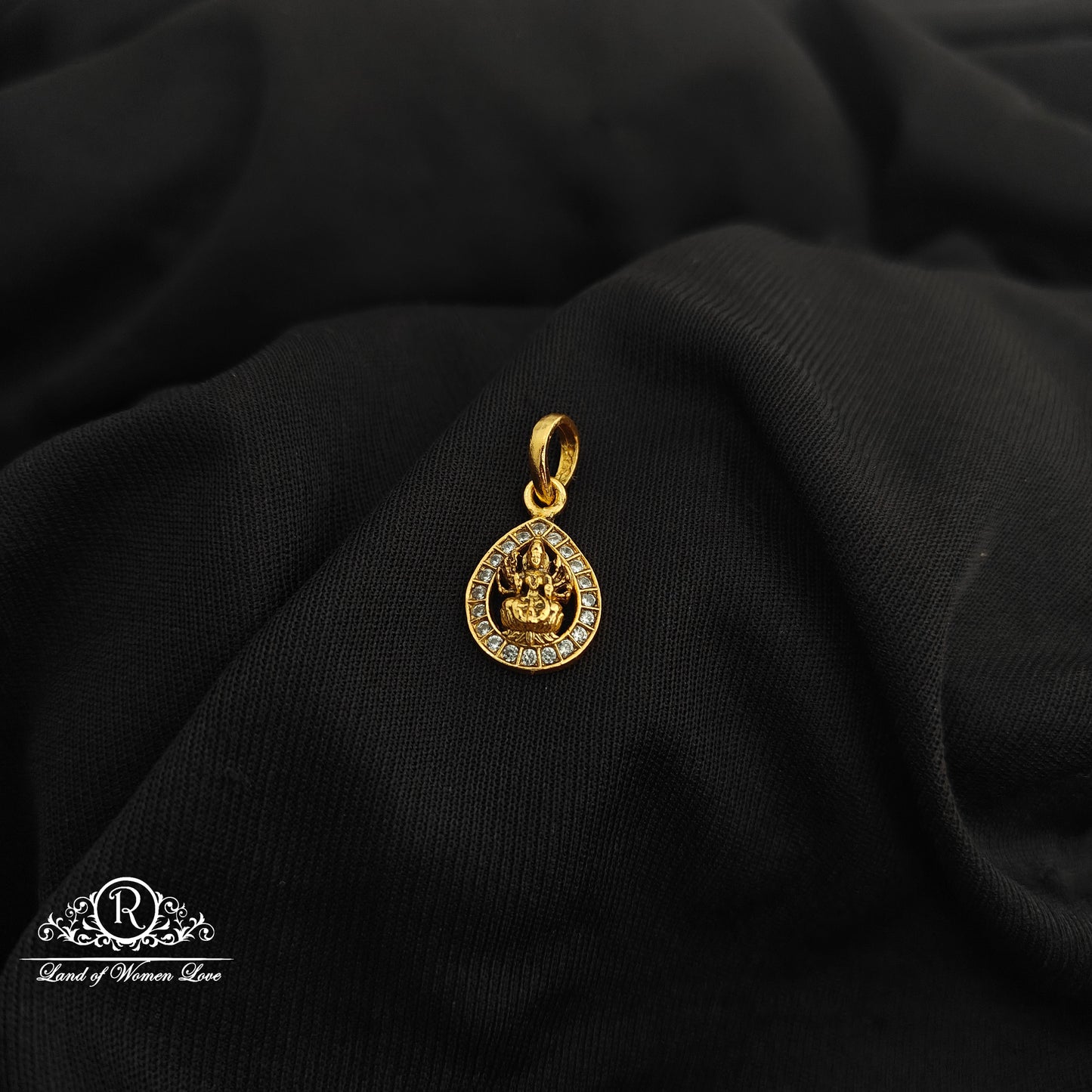 92.5 Silver Lakshmi devi design with gold polish locket-RCR256