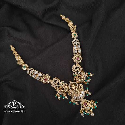 92.5 SILVER BALAJI WITH PEACOCK DESGIN NECKLACE-RCHD097