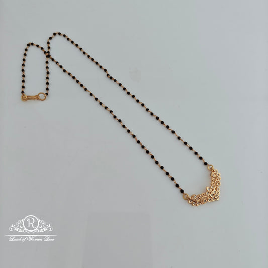 92.5 Silver with gold polish Black Beads with mala locket -RCCP468-10